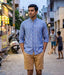 Cobalt Ember Ikat Woven Full Shirt