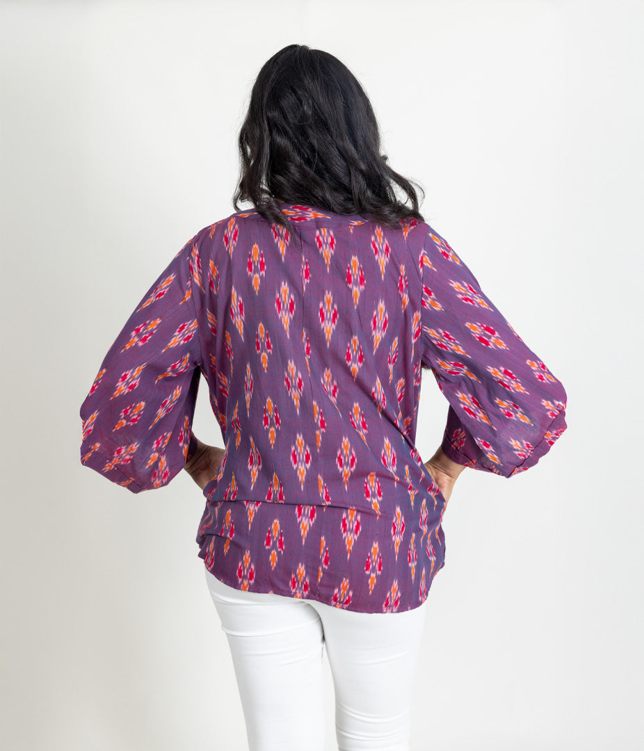 Ikat Purple Womens Kimono
