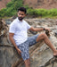 Grey-White Arrows Ikat Mens Shorts