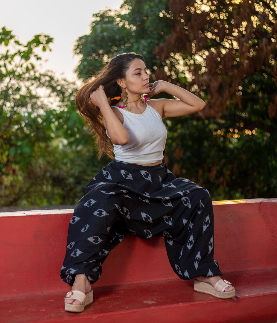 Ikat Black Patterned Boho Pant