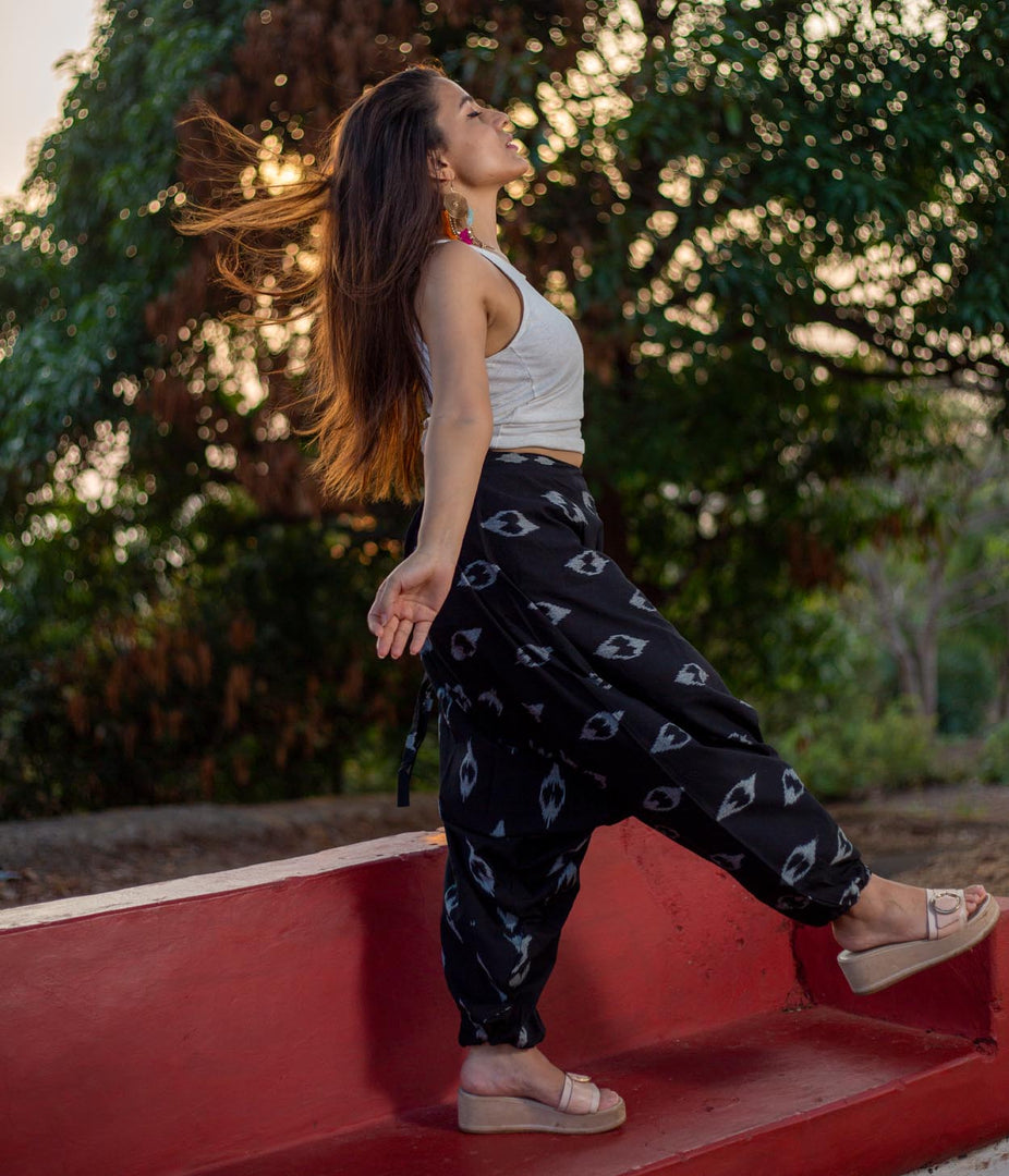 Ikat Black Patterned Boho Pant