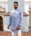 Ikat Blue Diamonds Mens Short Kurta