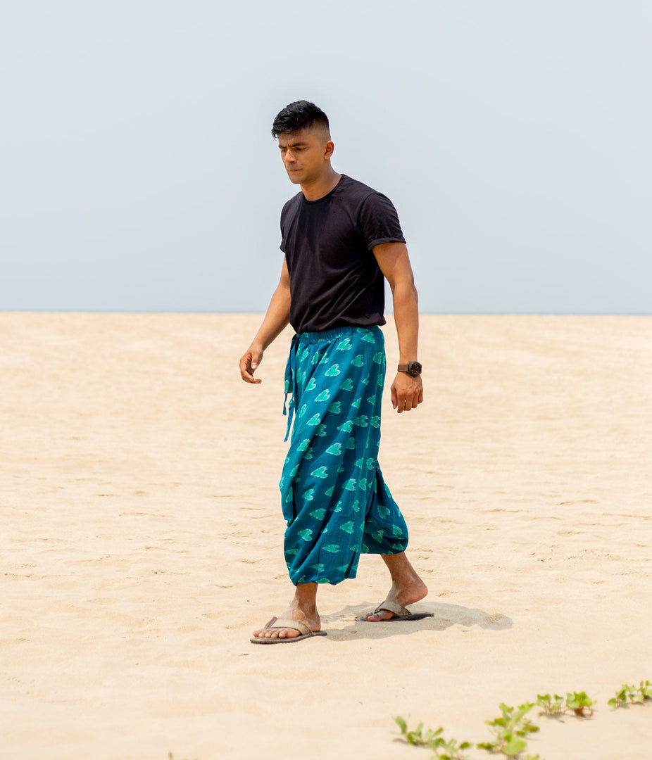 Ikat Blue Abstract Boho Pant