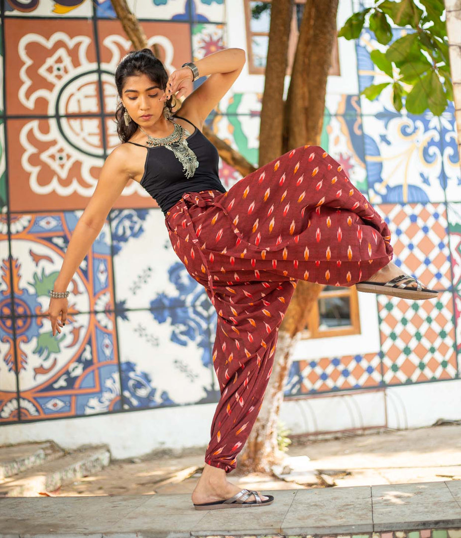 Ikat Brown Patterned Boho Pant