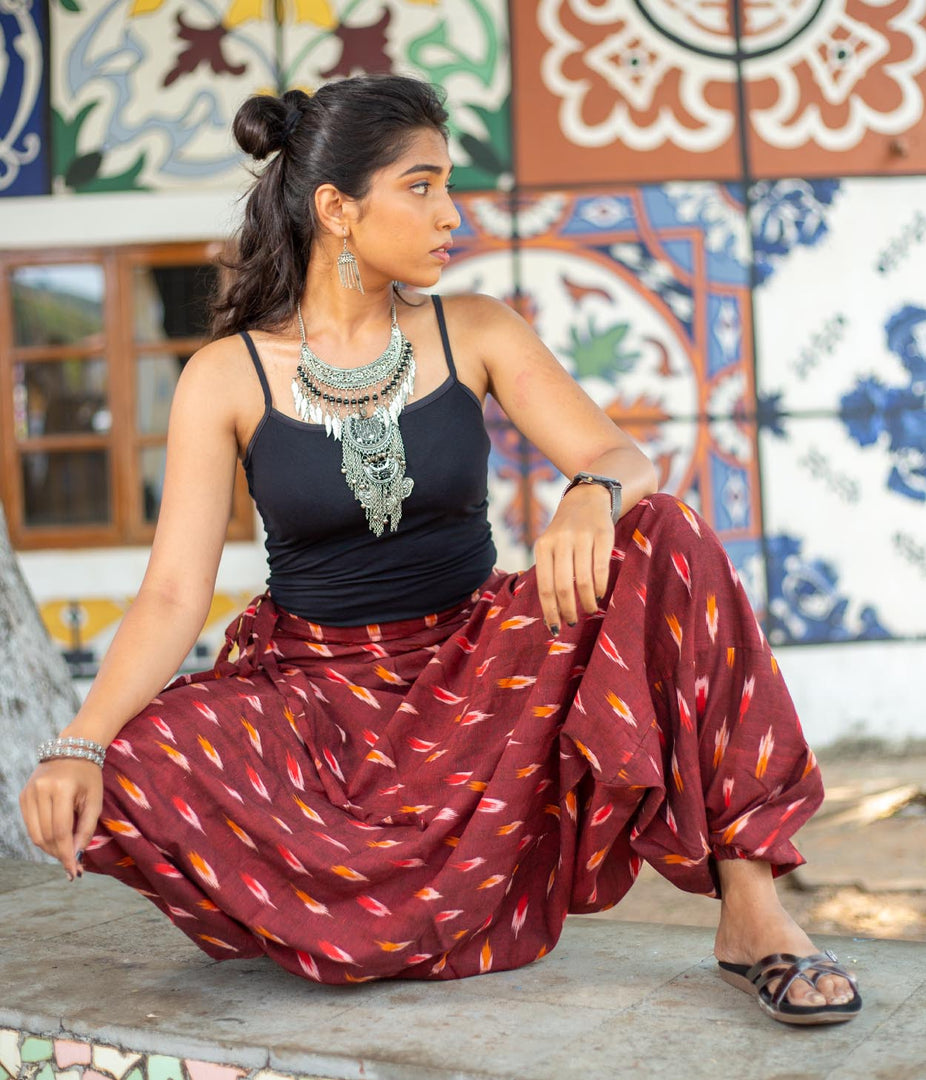 Ikat Brown Patterned Boho Pant