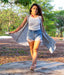 Ikat Grey-White Womens Shrug