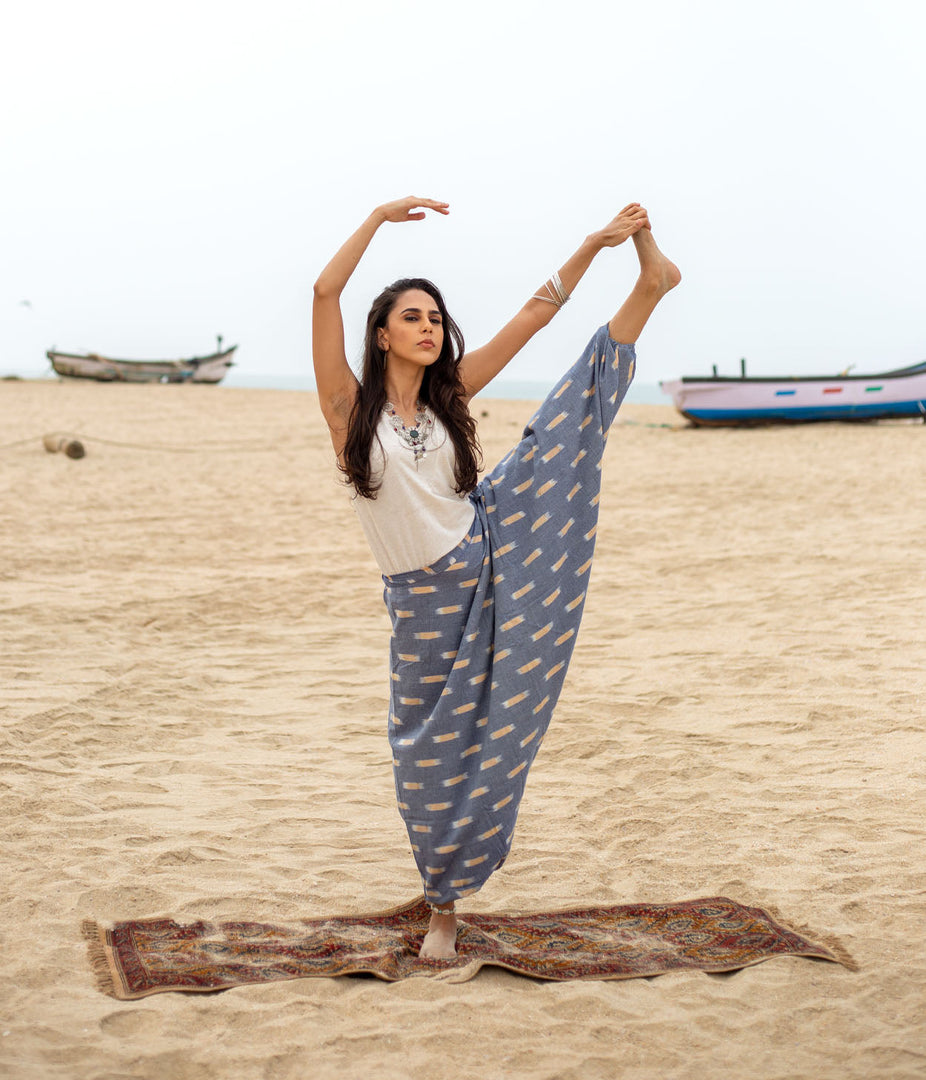 Ikat Grey-Yellow Patterned Boho Pant