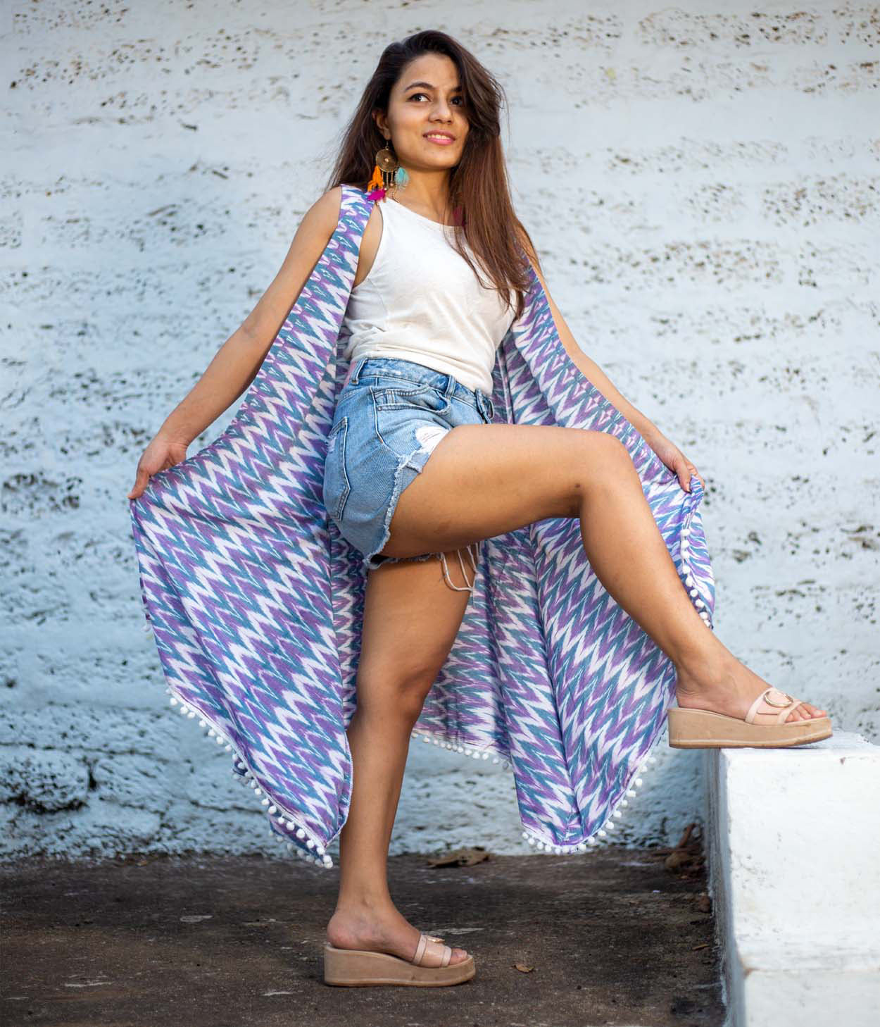 Ikat Mauve Teal Womens Shrug