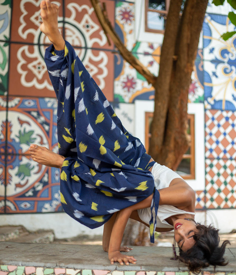Ikat Navy Blue Abstract Boho Pant