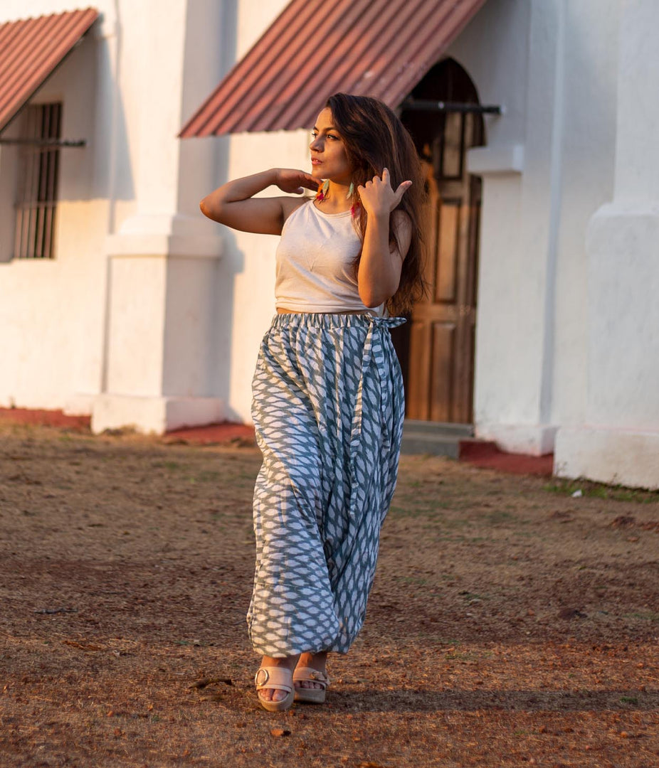 Ikat Olive Green Patterned Boho Pant