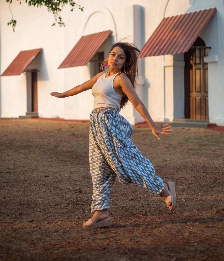 Ikat Olive Green Patterned Boho Pant