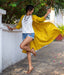 Ikat Yellow-White Patterned Women's Long Jacket