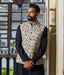 Kalamkari Blue Floral Mens Nehru Jacket