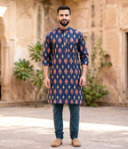 Deepline Ikat Woven Mens Long Kurta