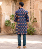 Deepline Ikat Woven Mens Long Kurta