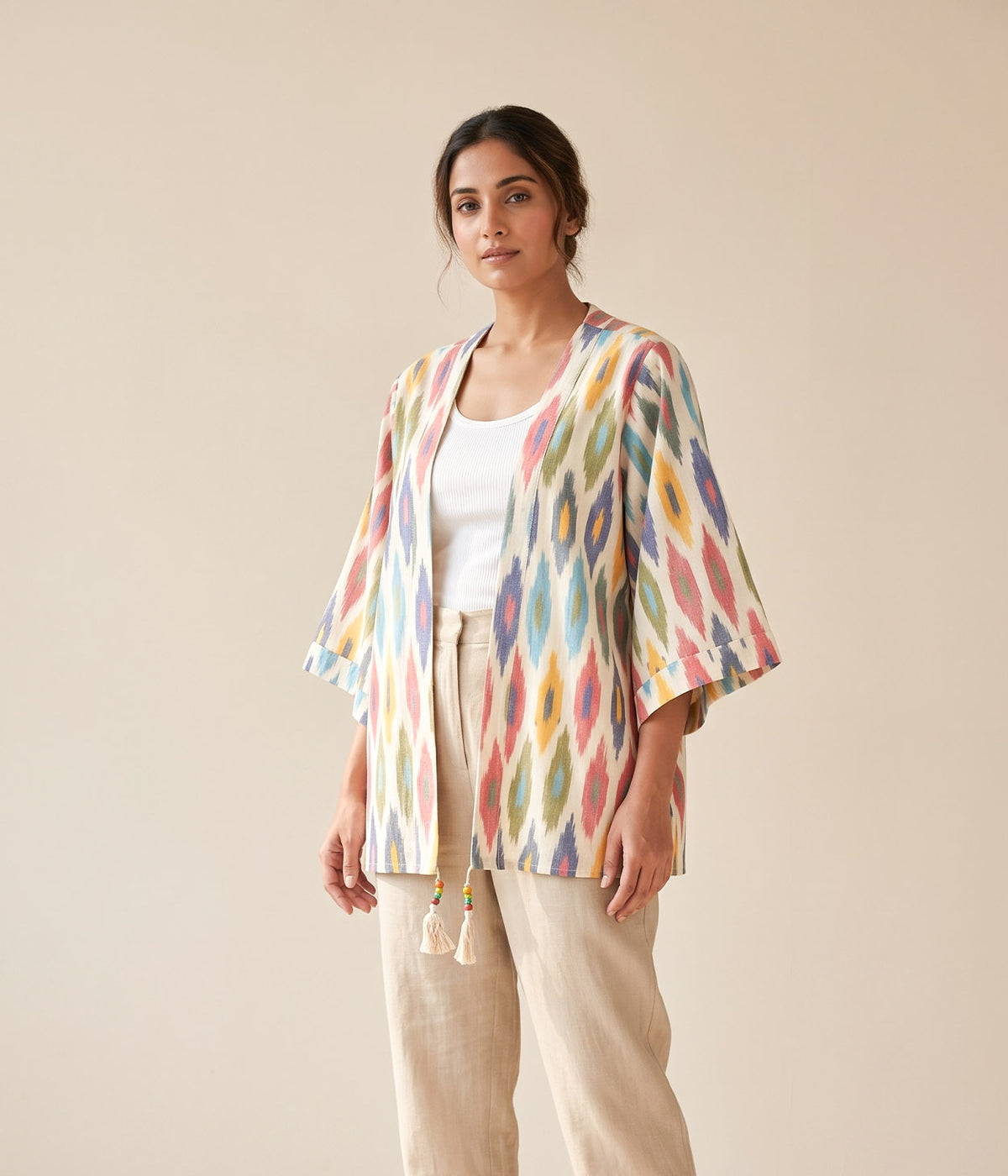 Marigold Mosaic Ikat Woven Kimono