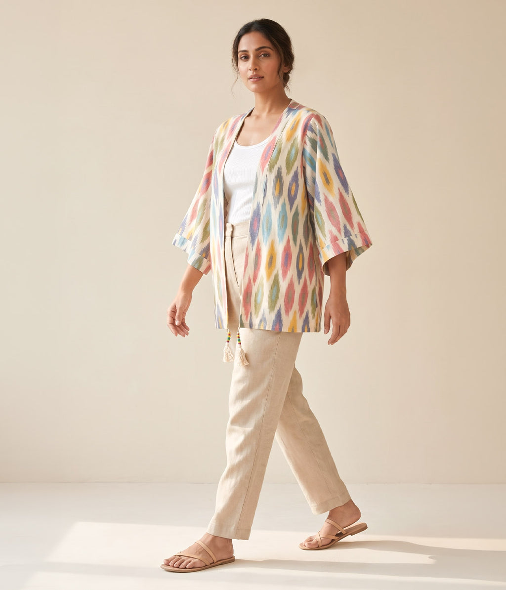 Marigold Mosaic Ikat Woven Kimono