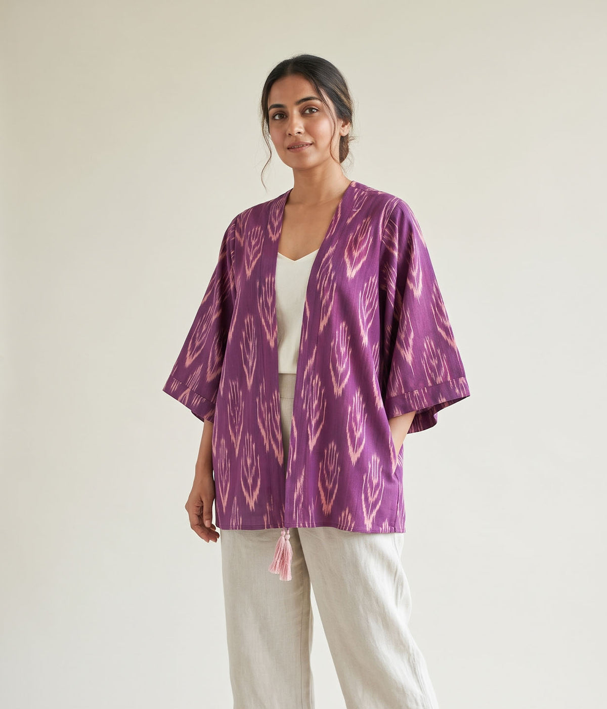 Mulberry Echo Ikat Woven Kimono