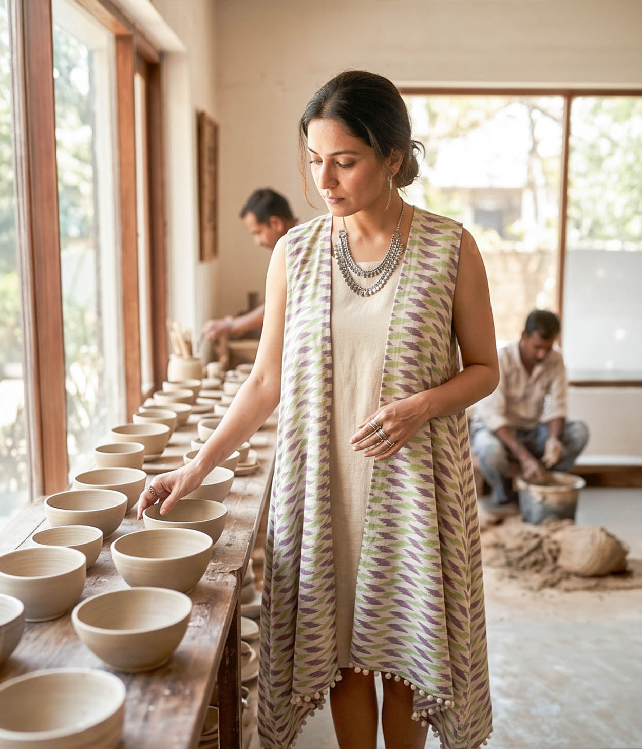 Sage & Lavender Ikat Handloom Womens Shrug