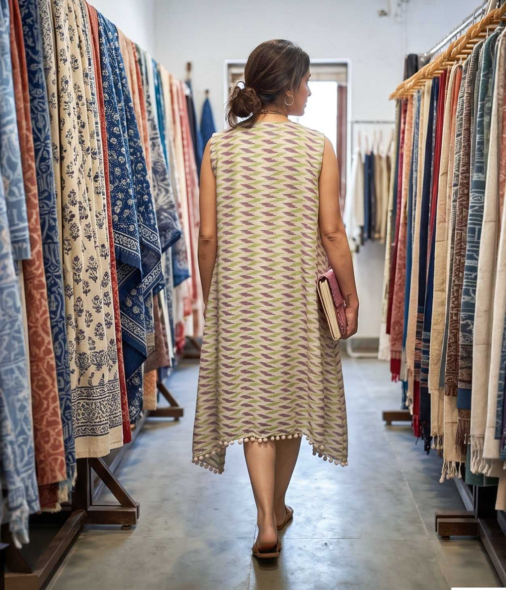 Sage & Lavender Ikat Handloom Womens Shrug