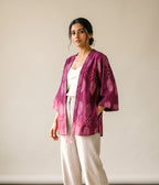 Wine Rhythm Ikat Woven Kimono