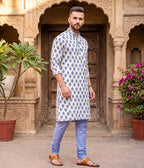Stonewave Ikat Woven Mens Long Kurta