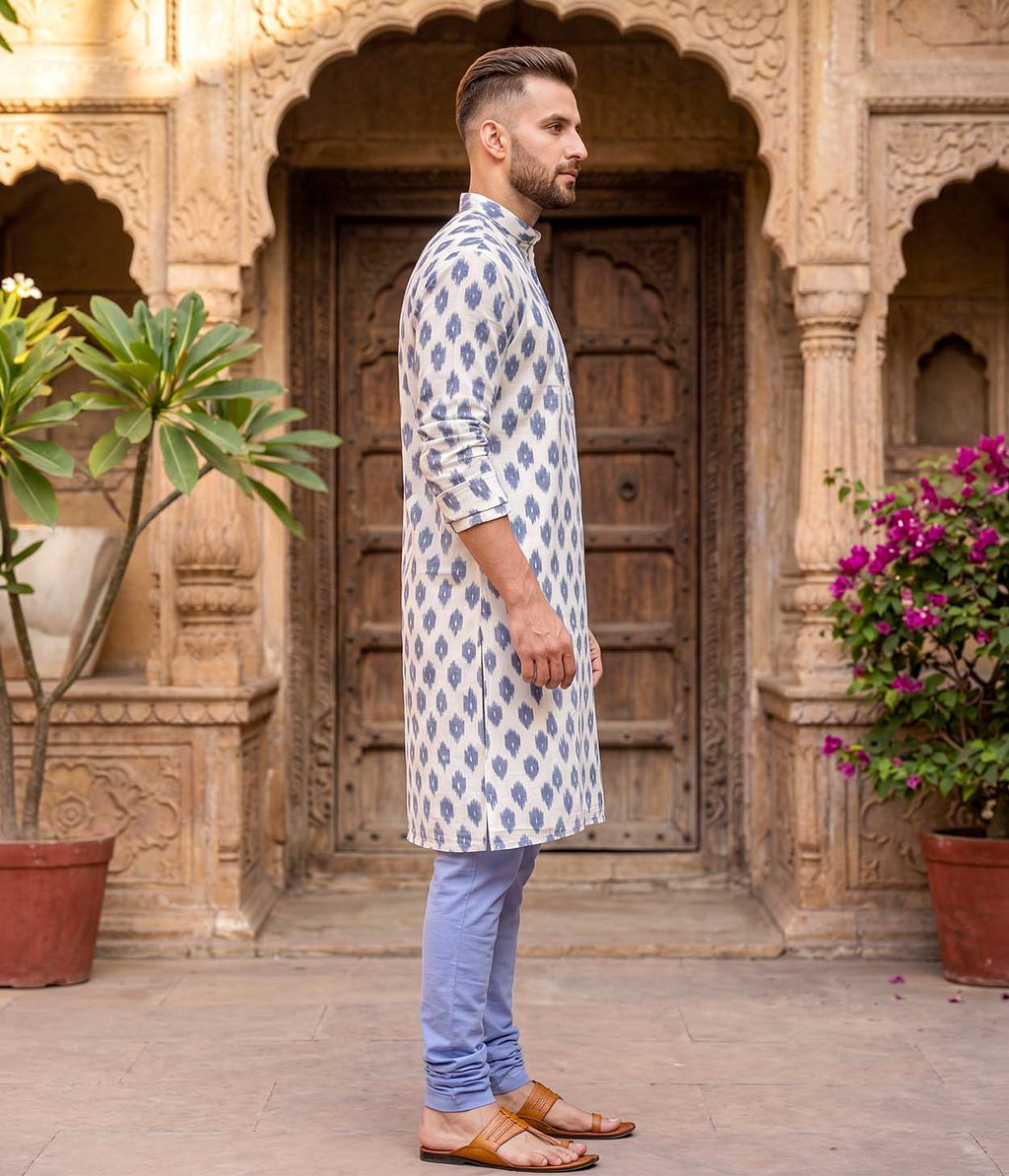 Stonewave Ikat Woven Mens Long Kurta