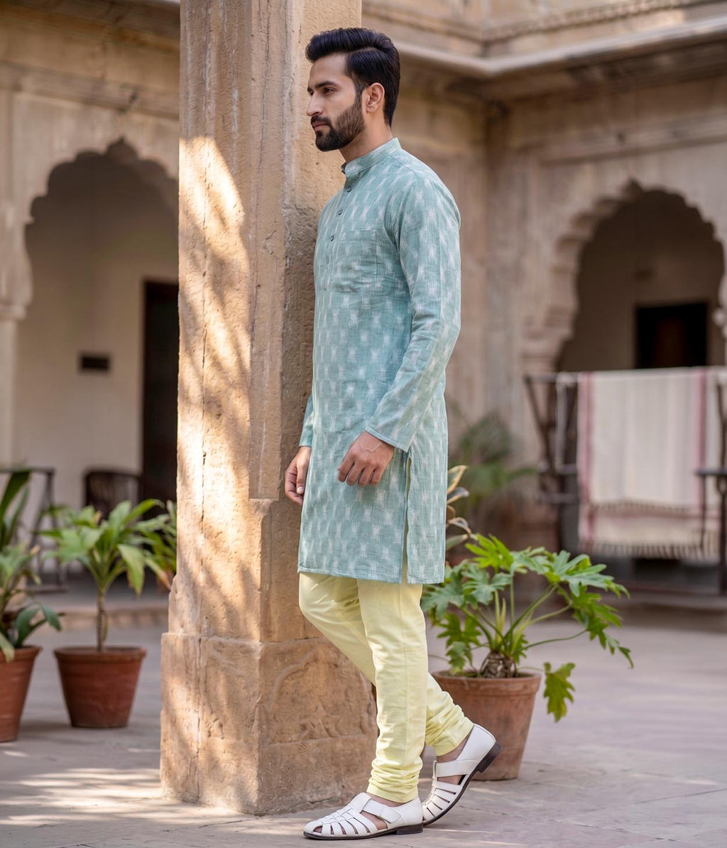 Aven Ikat Woven Mens Long Kurta