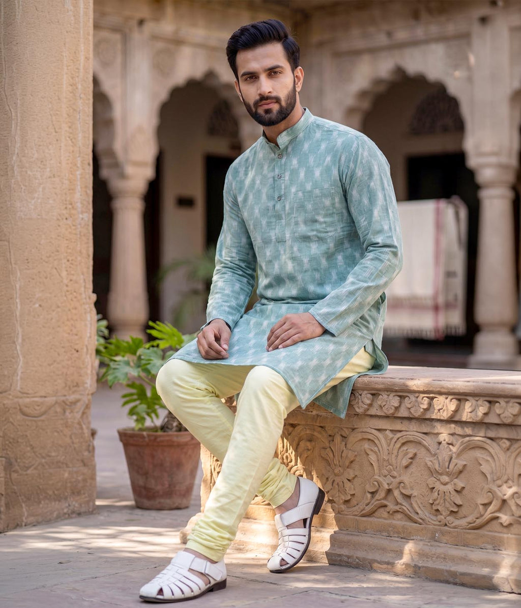 Aven Ikat Woven Mens Long Kurta