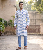 Airblue Ikat Woven Mens Long Kurta
