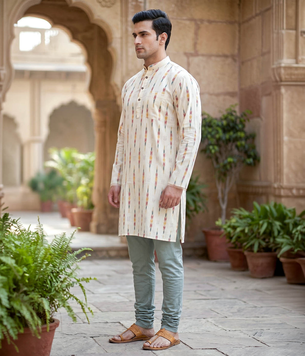 Astra Ikat Woven Mens Long Kurta
