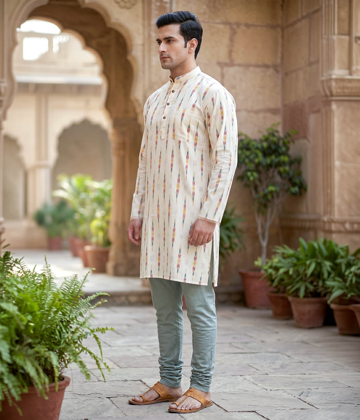 Astra Ikat Woven Mens Long Kurta