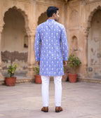 Azul Ikat Woven Mens Long Kurta