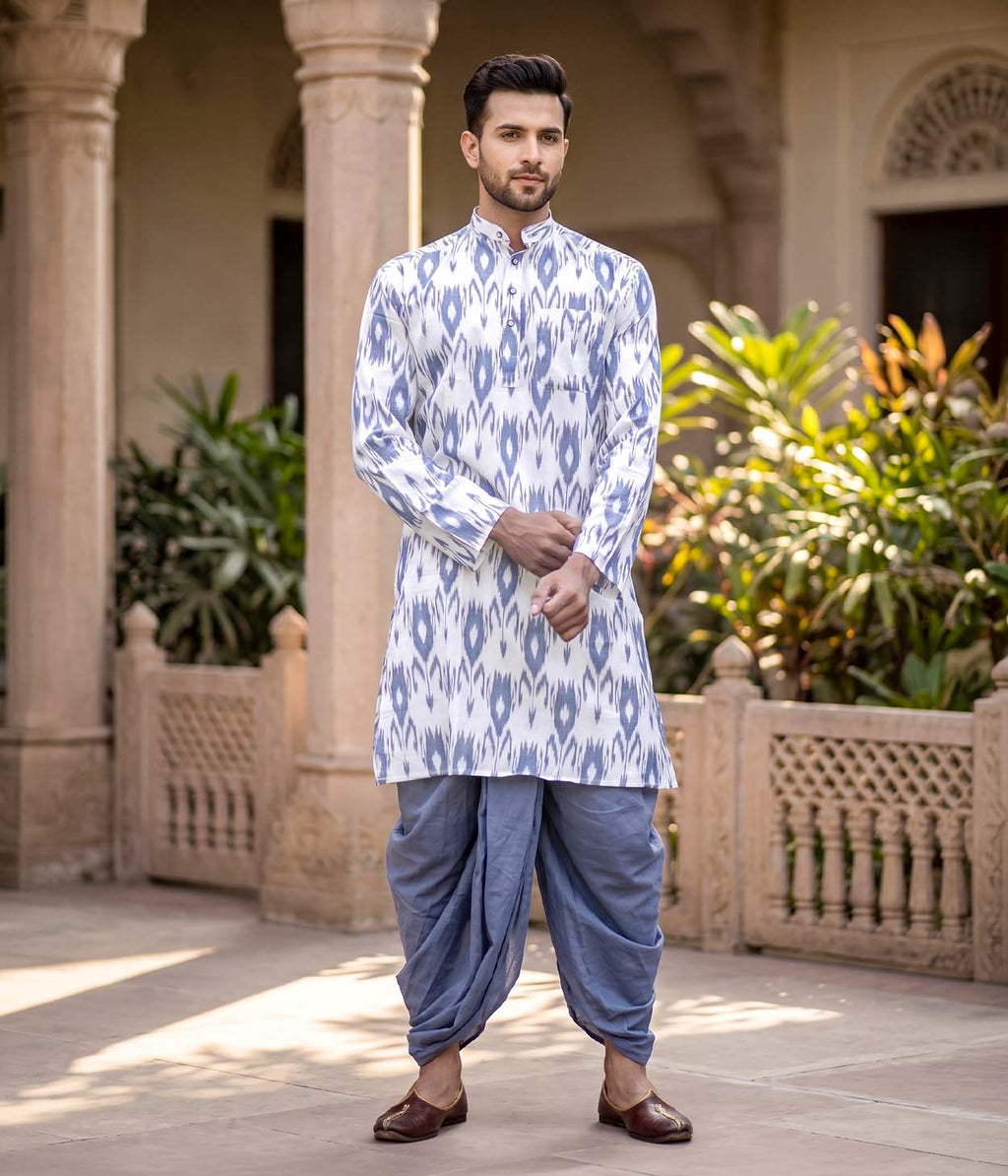 Contour Ikat Woven Mens Long Kurta