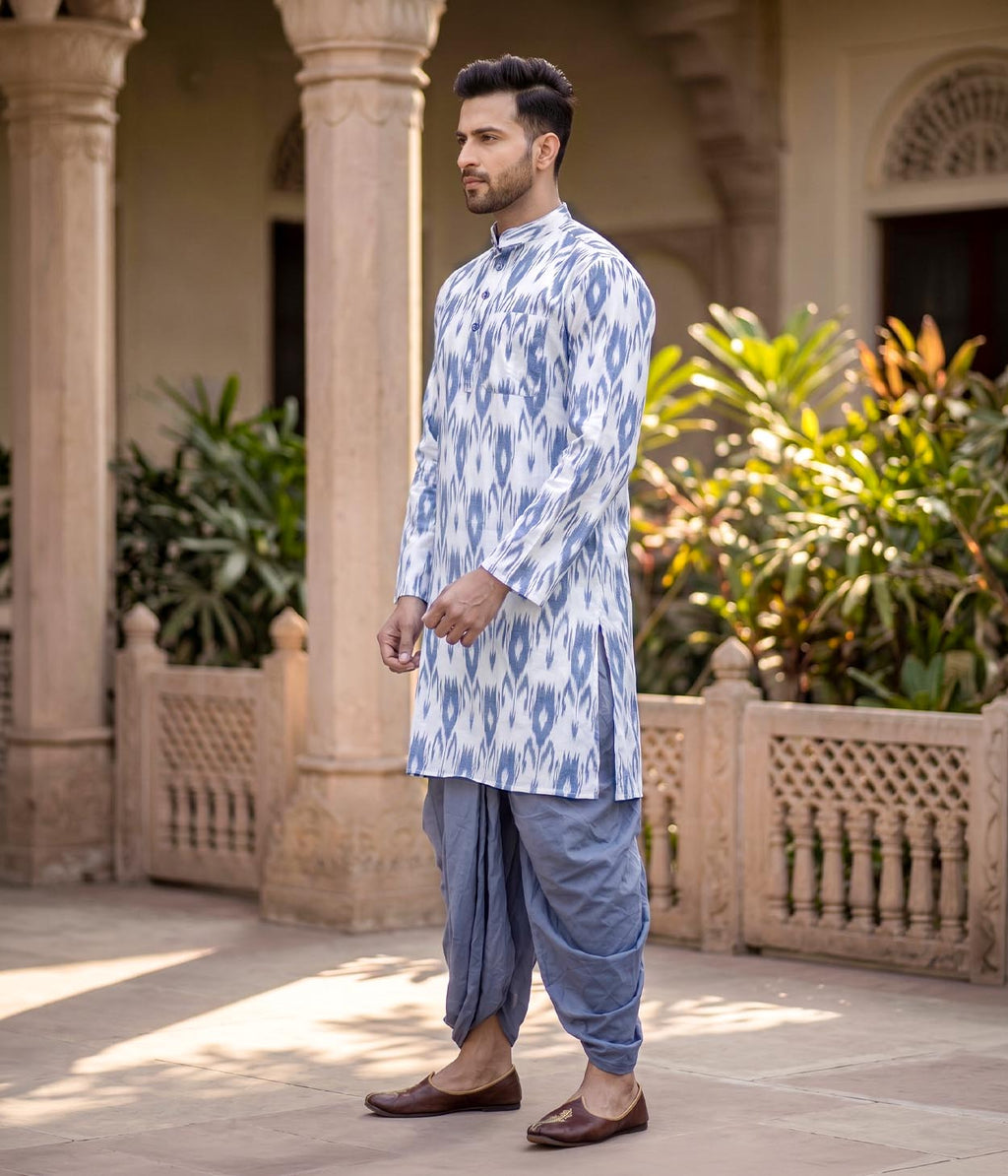 Contour Ikat Woven Mens Long Kurta
