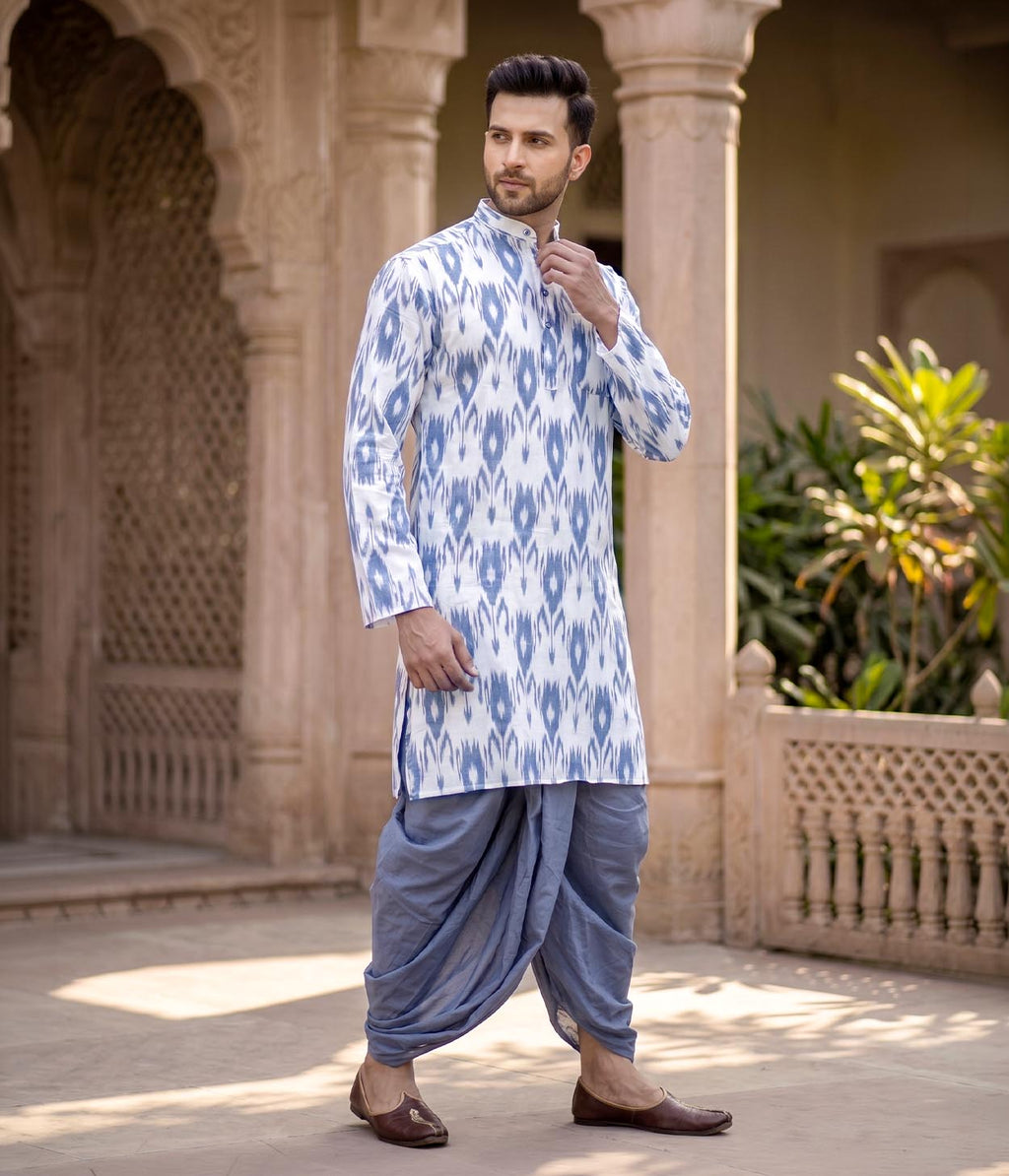Contour Ikat Woven Mens Long Kurta