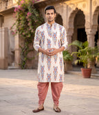 Courtyard Weave Ikat Woven Mens Long Kurta