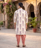 Courtyard Weave Ikat Woven Mens Long Kurta