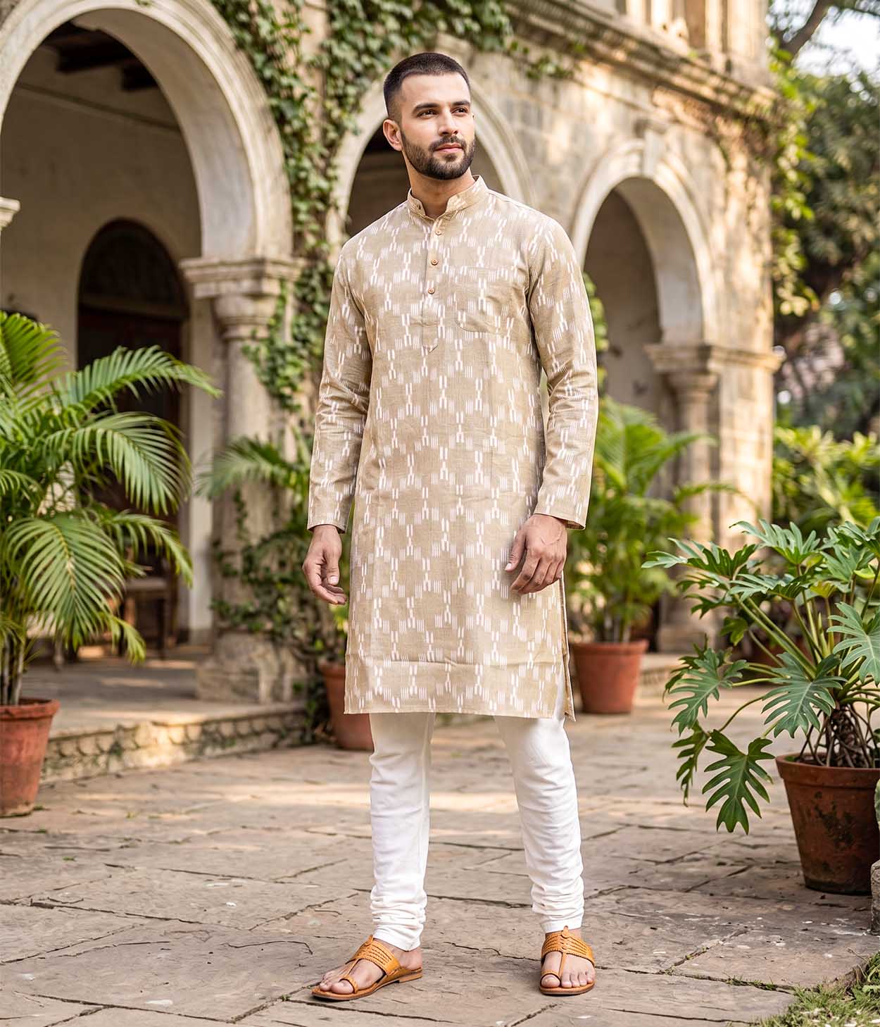 Dune Ikat Woven Mens Long Kurta