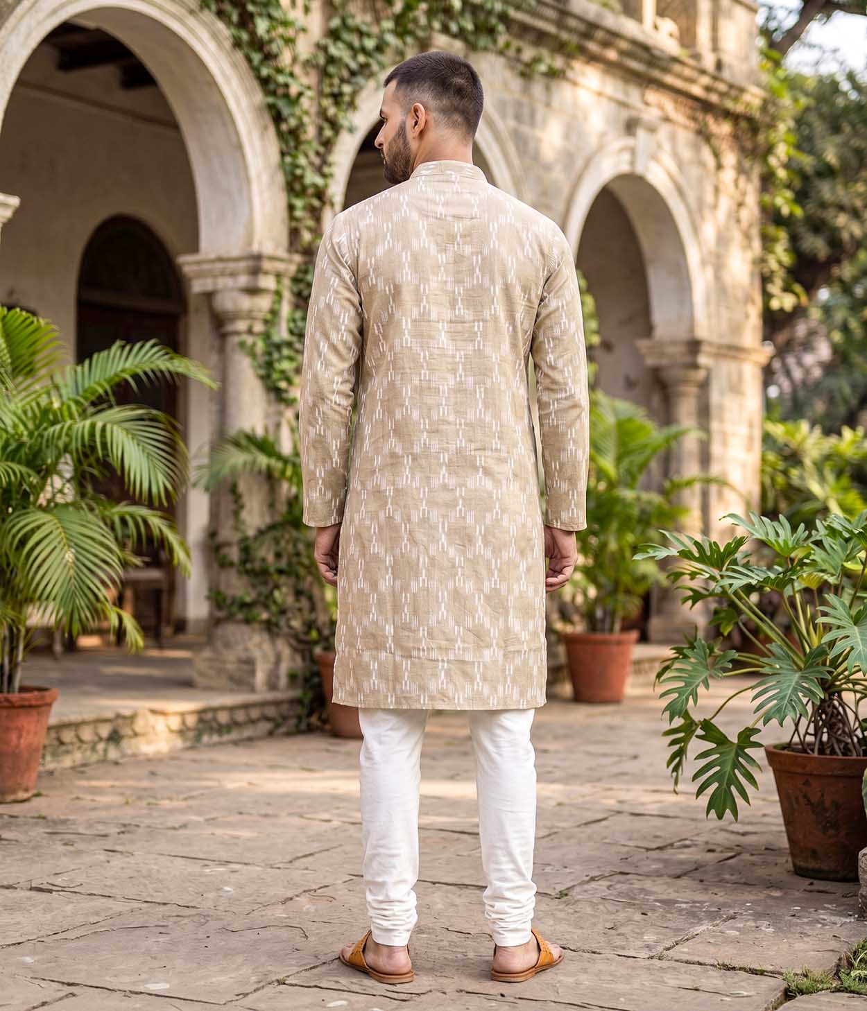 Dune Ikat Woven Mens Long Kurta