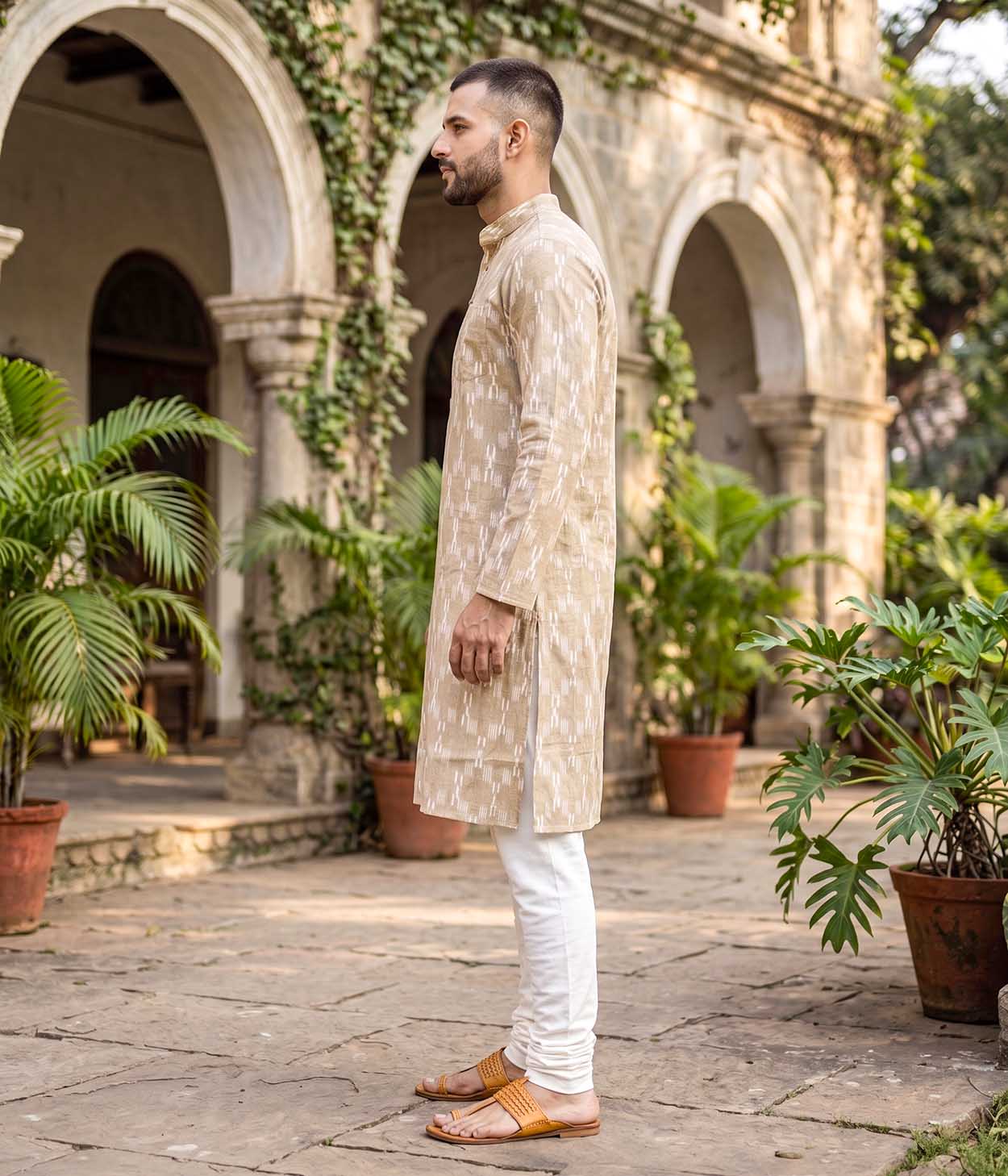 Dune Ikat Woven Mens Long Kurta