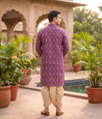 Rising Ember Ikat Woven Mens Long Kurta