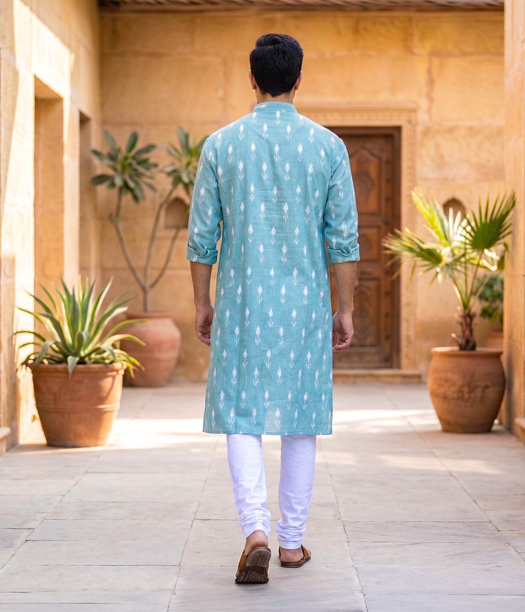 Mintfield Ikat Woven Mens Long Kurta
