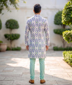Mintline Ikat Woven Mens Long Kurta