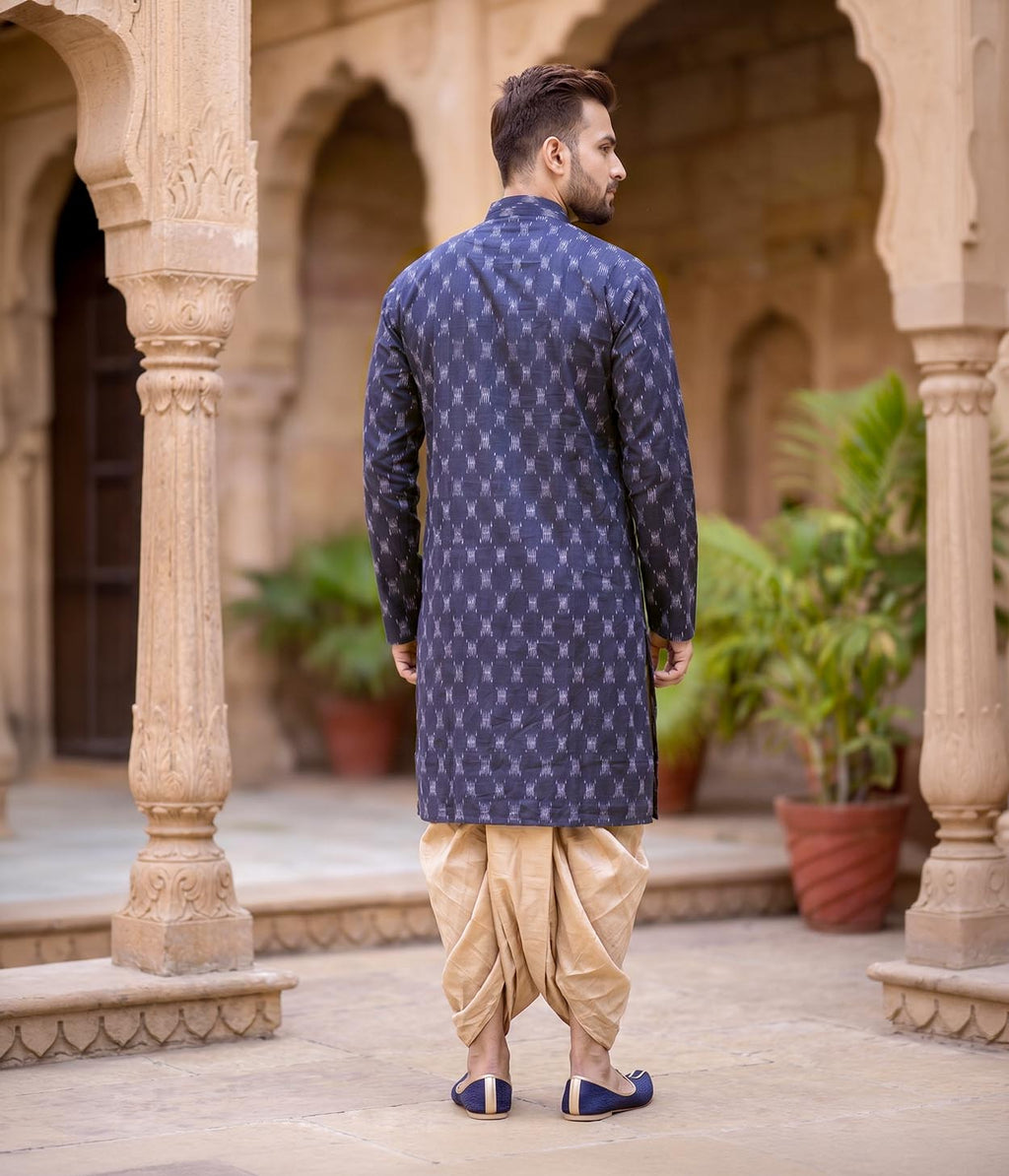 Noir Ikat Woven Mens Long Kurta