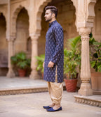 Noir Ikat Woven Mens Long Kurta