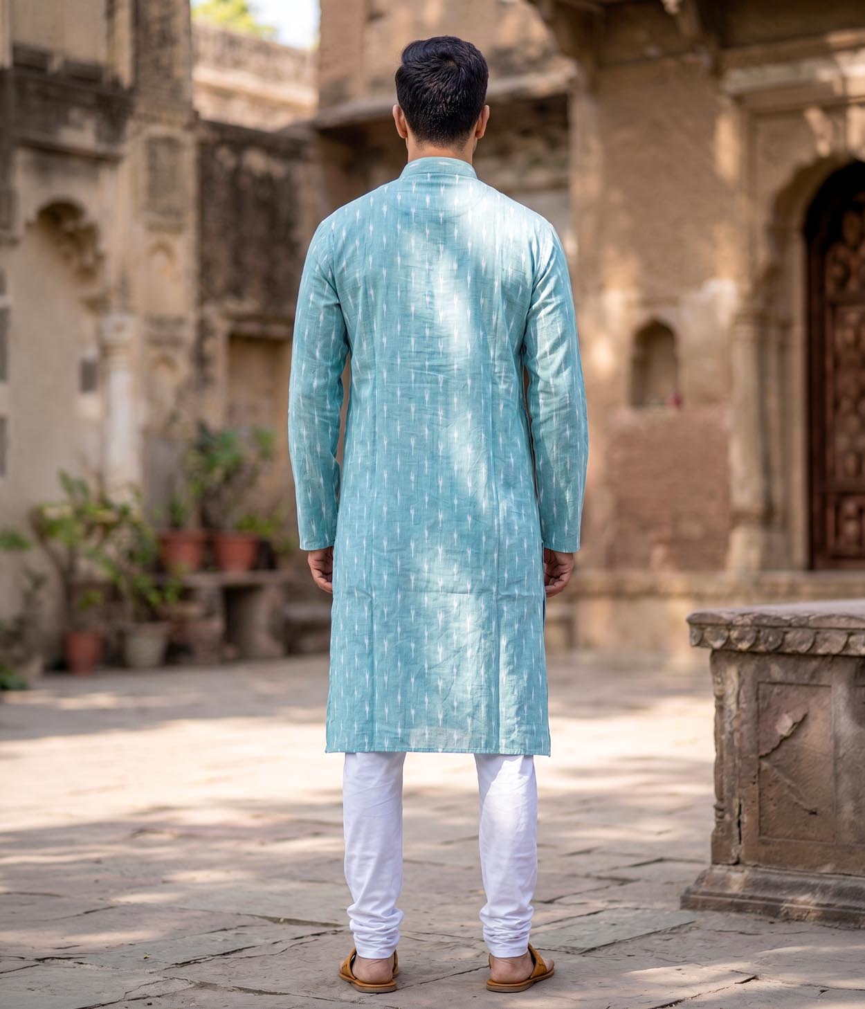 Sageform Ikat Woven Mens Long Kurta