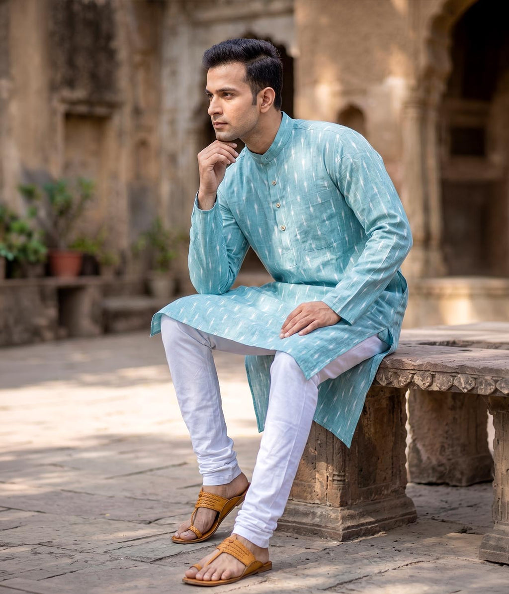 Sageform Ikat Woven Mens Long Kurta