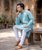 Sageform Ikat Woven Mens Long Kurta