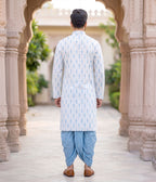Sky Ikat Woven Mens Long Kurta